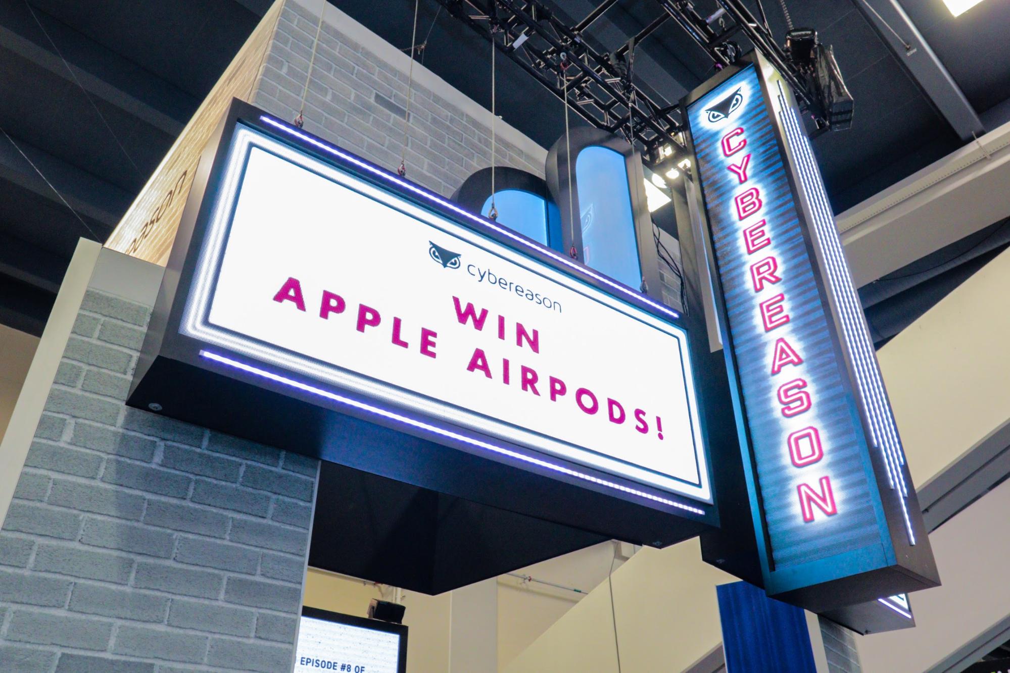 Cybereason "Win Apple AirPods" sign