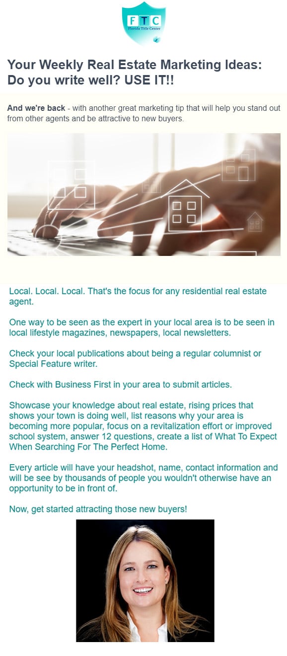 FTC weekly real estate marketing ideas email